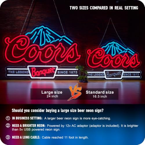 Image of Large Size Crs Banquet Beer Neon Sign Bar Led Light, Size: 24 X 18 Inch | 12v Neon Sign with Dimmer AC Adaptor for Wall Decor Man Cave Bar Pub Restaurant Party Gift Wall Art