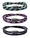 Adramata 3 STK. Geflochten Segeltau Armband für Herren Damen Schwarz/Rot/Grün, Wasserdicht mit Edelstahl Magnetverschluss