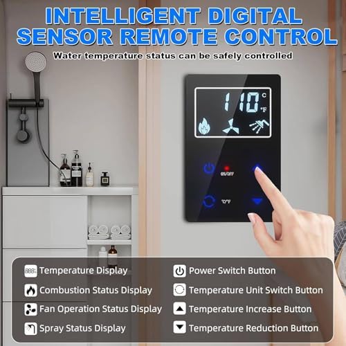 Instant Hot Water Heater for RV, 12V DC & Propane, 55,000 BTU, Remote Control, Perfect for Camper Van, Direct Replacement, Fits 15x15 Inch Opening