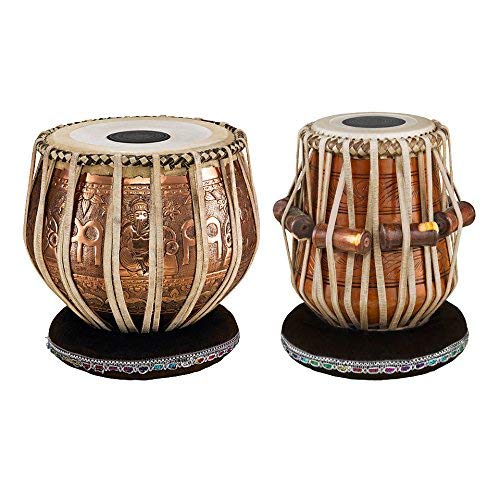 SM SAI MUSICAL Tabla Drum Set, 3 Kg Copper Bayan, Finest Designer Dayan