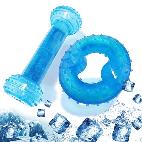 SPOFLY Puppy Chew Toys for Teething Puppies Cooling Dog Toys Natural Teething Rubber 2 Pack Freezable Teething Toys Cleaning Teeth and Protects Oral Health Both Small Dogs & Medium Dog Suitable