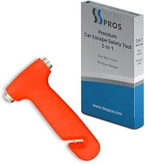 Car Escape Window Hammer & Seat Belt Cutter Tool (Orange Premium, 1)