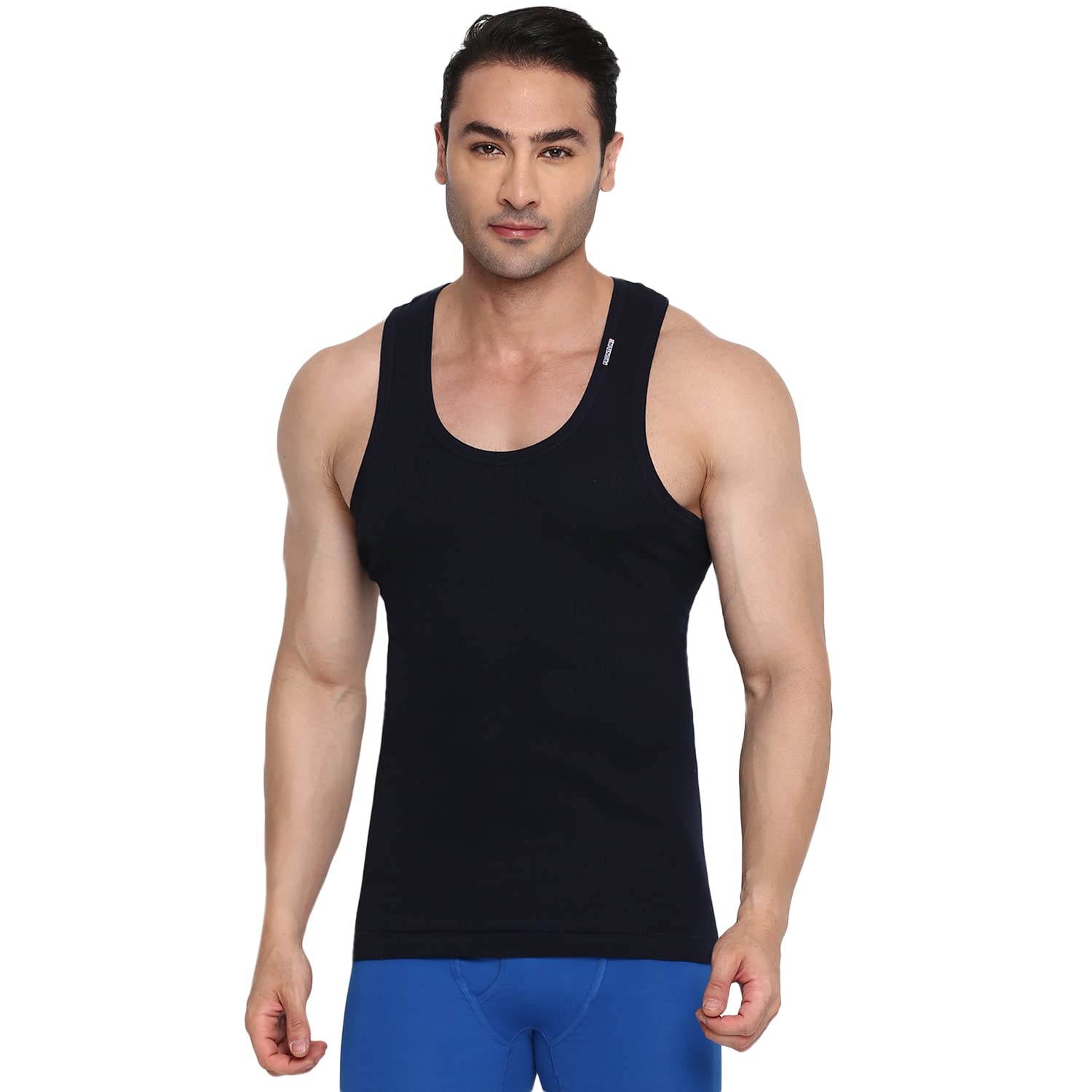 rupa frontline Colors Men's Round Neck Derby Vest|Pure Cotton with Super Stretchable Finish|Comfort Fit |Pack of 1 Navy Blue-picture-38