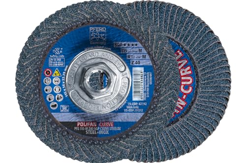 Pferd 67212 Polifan Zirkon Curve Radial Typ PFC, ZA, 4–1/5,1 cm Durchmesser, 5/8–11 Gewinde, 13300 U/min, Körnung 40 Pferd 67212 Polifan Zirkon Curve Radial Typ PFC, ZA, 4–1/5,1 cm Durchmesser, 5/8–11 Gewinde, 13300 U/min, Körnung 40