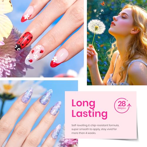 Beetles 36 Colors Gel Nail Polish Set, 42pcs UV Gel Nail Polish Colors Blue Pink Purple Orange Polish Shimmer Glitter Woodland Fairy Collection with Nail Art Rhinestone Gifts for Women Girls