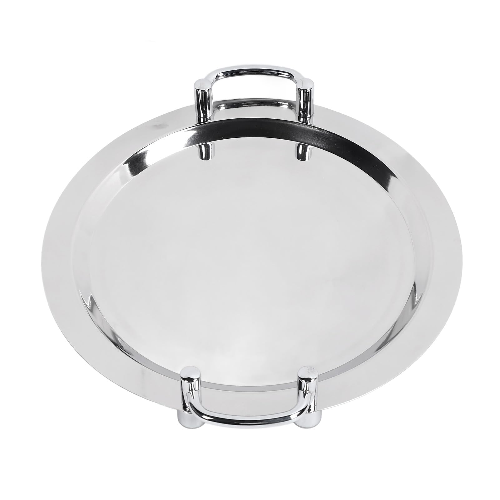 Metal Dinner Plates Dishes Stainless Steel Buffet Plate,Dinner Plates Unbreakable Dishes Bright Mirror Finish Serving Tray for Home Picnic Outdoor Camping Tableware (Round (Diameter 15.7in))