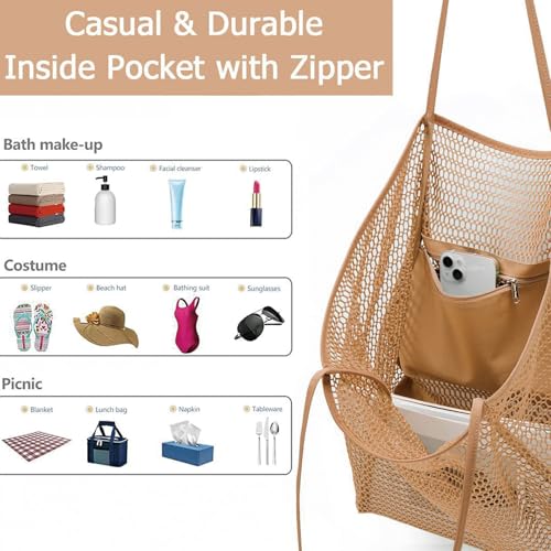 Image of Extra Large Mesh Beach Tote Bag, Waterproof Sandproof Handbag