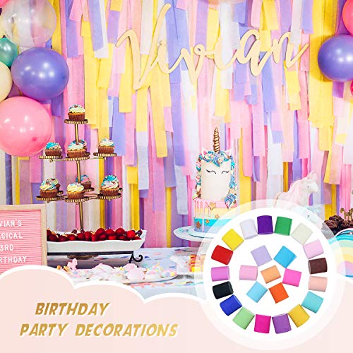 CAVEEN 24 Rolls Crepe Paper Streamers-32.8ft Party Streamer Paper Decorations Crepe Paper roll Full Colorful for Backdrop, Birthday, Weeding,Festival Decoration in 24 Colors (24)