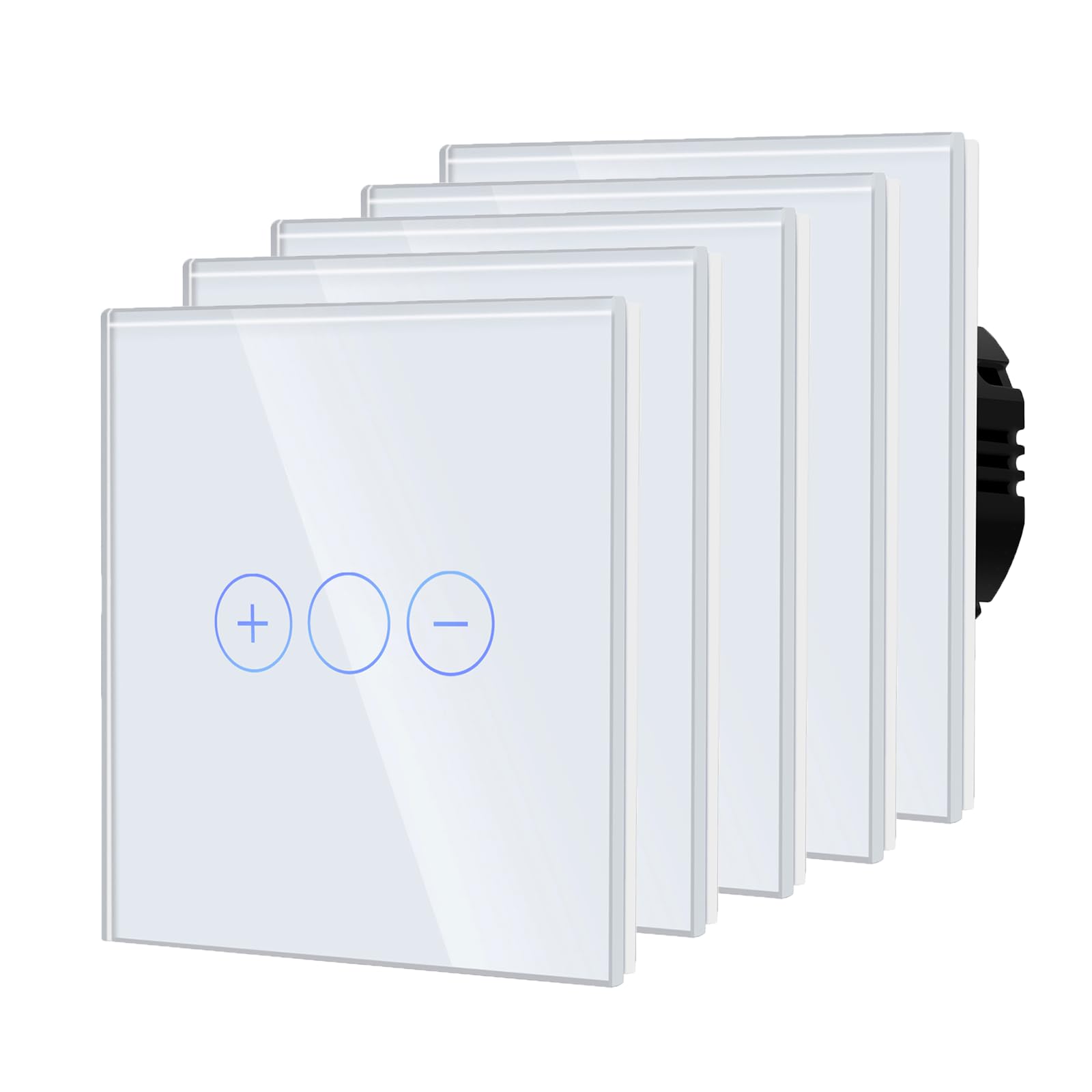 BSEED Dimmer Light Switch,Glass Touch Panel,LED Lights,No Neutral Wire Required,1 Gang 2 Way-5 Pack,86mm White