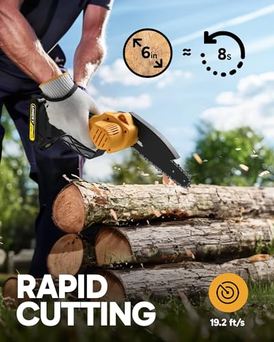 Mini-Chainsaw-Cordless-6-Inch-Electric-Chainsaw-Battery-Powered-Portable-Handheld-Chain-Saw-for-Wood-Cutting-Tree-Trimming-Branch-Pruning-Gardening-Camping-Yellow
