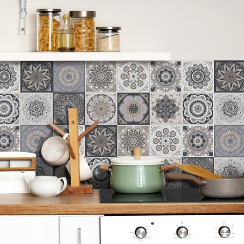 Azulejos Adhesivos Cocina Gris Beige Pvc Impermeable Pared Autoadhesivas Pegatinas Extraíble Vinilos Baño Cocina
