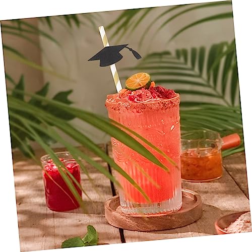 12 pitillos negros con birrete para fiesta de graduación miniatura 3