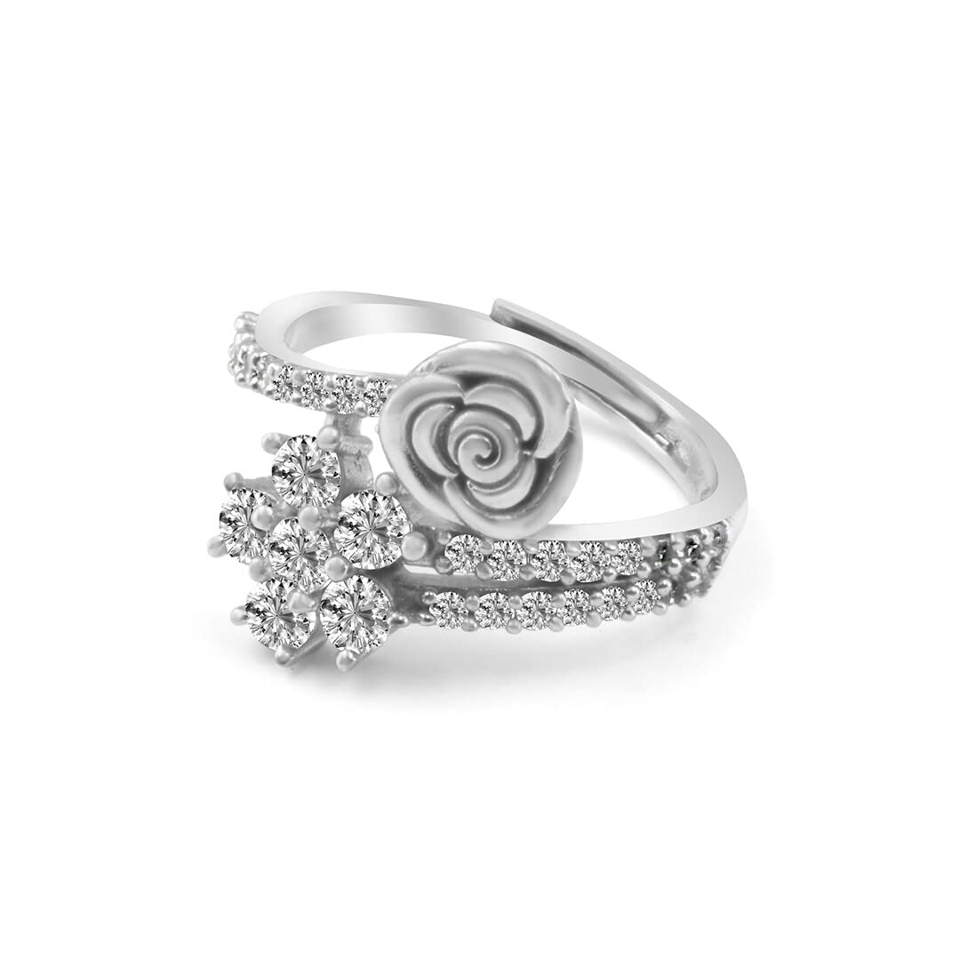 Zarkan 925 Sterling Pure Silver Ravishing Rose Ring, Adjustable | American Diamond Cut | Gifts For Women & Girls | With Certificate of Authenticity and 925 Stamp (B0BTVHP8V9) Amazon Price History, Amazon Price Tracker