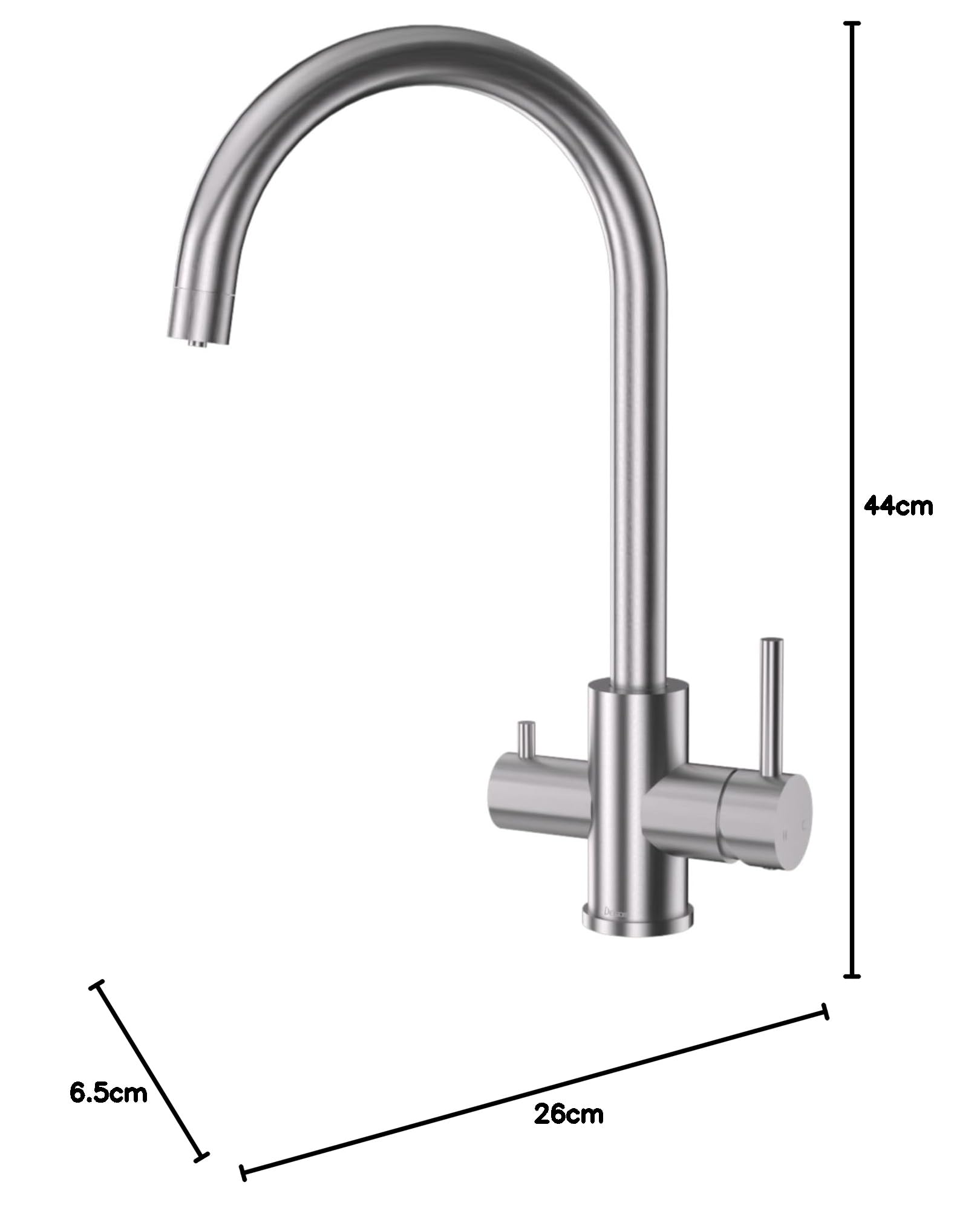 3-Wege-Küchenarmatur, DETBOM Wasserhahn für Küche mit Osmoseanlage, 360° drehbar, Doppelhebel, 3 in 1 Spültischarmatur für Wasserfilter, Edelstahl Gebürstet