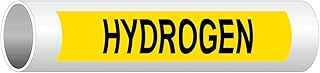 ComplianceSigns.com Hydrogen (Black Legend On Yellow Background) Pipe Label Decal, 8x2 inch 5-Pack Vinyl for Pipe Markers Hazmat