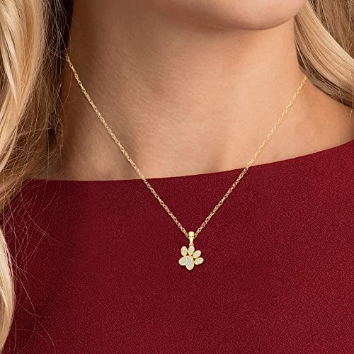 Diamond2Deal 10K Yellow Gold Diamond Dog Paw Print Pendant Necklace 18Inch(0.12 Ct / I2,H-I) For Women #TOP4