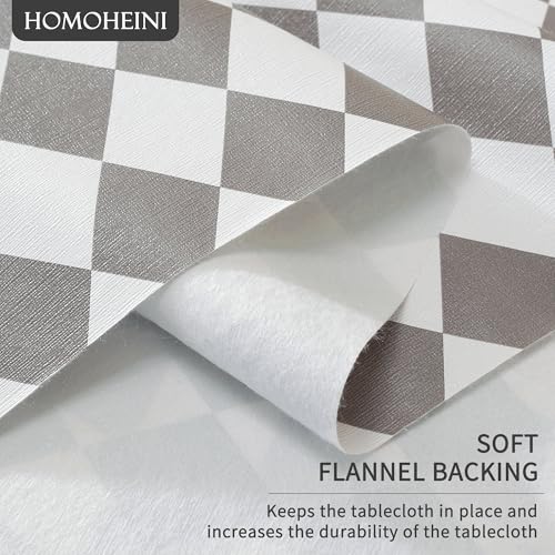 HOMOHEINI Rectangle Table Cloth,100% Waterproof Tablecloth Oil Proof Spill Proof Vinyl Table Cloth, Wipe Clean Plastic Table Cover for Dining, Camping, Indoor and Outdoor,60" x 120", Gray by HOMOHEINI - Used condition - Image 4