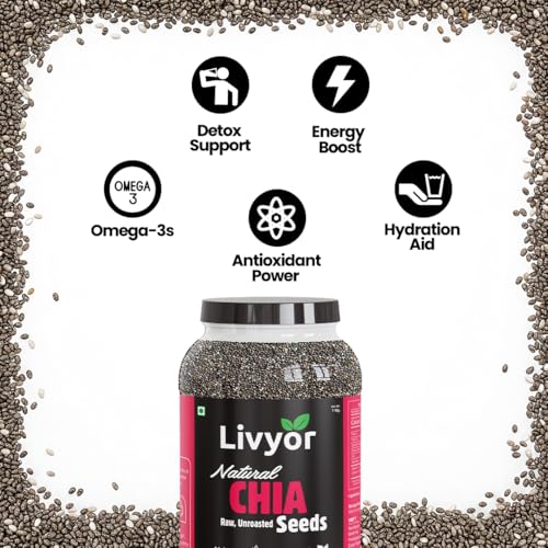Image of Livyor Raw Chia Seeds - 200gm for Eating | Weight Management with Omega-3 | Rich in Calcium | Rich in Protein and Fiber | Pack of 1