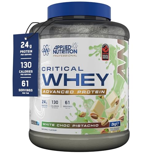 Applied Nutrition Critical Whey Protein Powder – 24g Protein per Serving, High Protein Powder, Protein Shake with BCAAs & Glutamine, Muscle Growth & Recovery (2Kg - 61 Servings)(White Choc Pistachio)