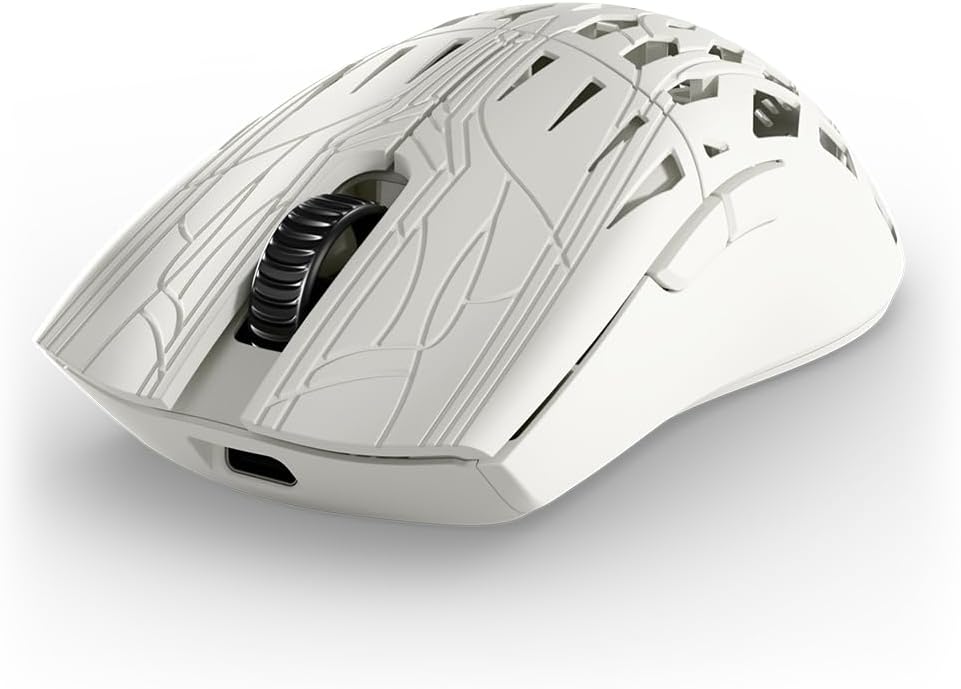 PWNAGE Trinity Wireless Carbon Fiber Gaming Mouse 8kHz - 37grams Ultralight Esports Pro Gamer PAW3950 Optical Sensor 30,000 DPI - 8000Hz -100% PTFE Skates Wireless Symm 2 - Solid White