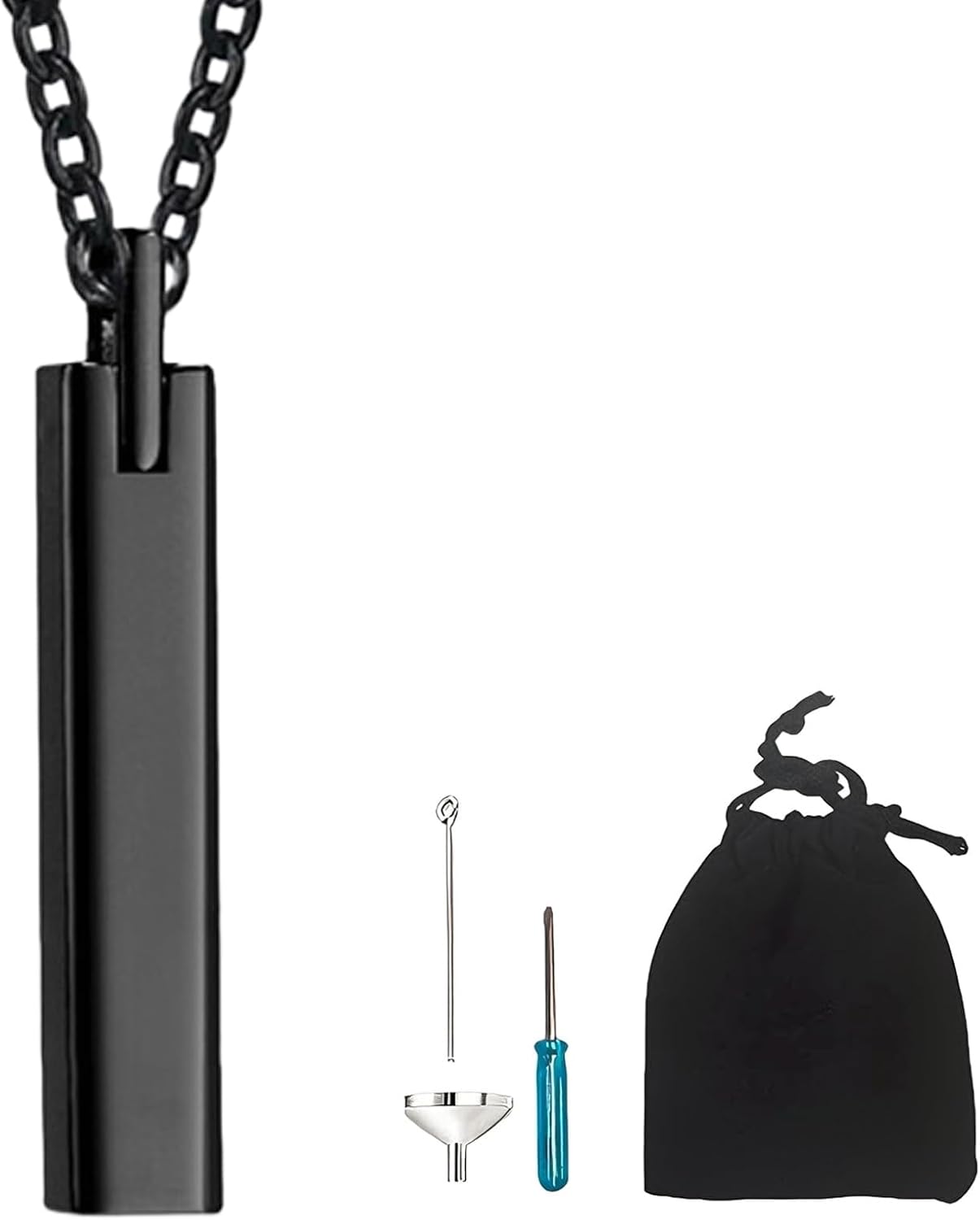 NIIIYTYB Urn Necklace for Men Pendant Cremation Ashes Jewelry That Holds Human Ash Mens Memorial Necklaces to Hold Creamated Remains Stainless Steel Ash Holder Urns Black Pendant
