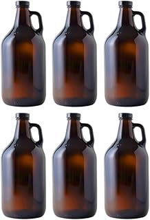 FastRack Strange Brew Home-Brew 1/2 Gallon Amber Growlers (Case of 6) with Polyseal Caps