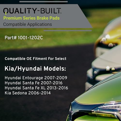 QUALITY-BUILT Front Ceramic Brake Pads, Premium 1001-1202C, Compatible with 2006-2016 Hyundai/Kia (Entourage,Santa Fe,Santa Fe XL,Sedona) by Quality-Built - Used condition - Image 3