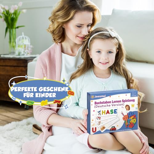 Joozmui Spielzeug ab 3 4 5 6 7 8 Jahre Mädchen, Buchstaben Lernen Lernspiele ab 3-8 Jahre Kinderspielzeug ab 3-8 Jahre Steckpuzzle Holz Montessori Spielzeug ab 3-8 Jahre Junge Einschulung Geschenk