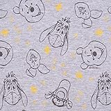 SCHÖNER LEBEN. French Terry Sommersweat Winnie Puuh Tigger Ferkel grau schwarz gelb 1,50m Breite