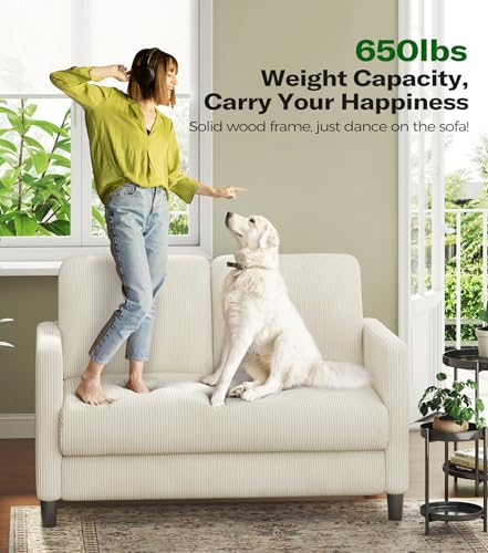 Image of Welzona Loveseat, 51 inch Small Couch, Corduroy Love Seat, Small Loveseat Sofa