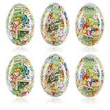 com-four® 6X Huevo de Pascua para Rellenar - Huevos Coloridos Pequeños para Rellenar y Regalar - Tradicionales Huevos de Pascua con Motivos de Pascua