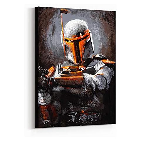 Inktuitive 'Boba Villain' Inspirational Wall Art | Boba Fett Motivational Canvas Print | Décor for Bedroom, Living Room & Business Office | 24 x 18 Inches Cover