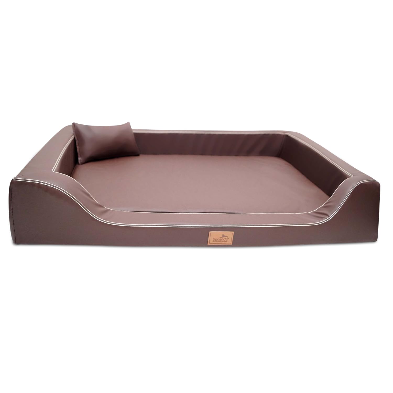 tierlando® Orthopädisches Hundebett Melody aus pflegeleichtem und allergikerfreundlichem Kunstleder mit Latex-Matratze, Größe: 85x60cm | Farbe: 01 Braun