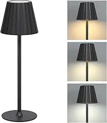 Luminária Abajur de Mesa LED Touch Sem Fio Portátil, Recarregável e Dimerizável, 3 Cores de Luz (Quente, Neutra, Fria), Base Antiderrapante – Ideal para Quarto, Escritório e Estudo(A69, Preto)