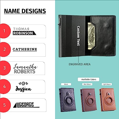Faux Leather Tri-fold Wallet with Credit Card Holder and Magnetic Lock, Built-in Holder for Airtag, Laser Engraved Designs, Minimalist Wallet for Men Women, Holds Cards ID Cash3