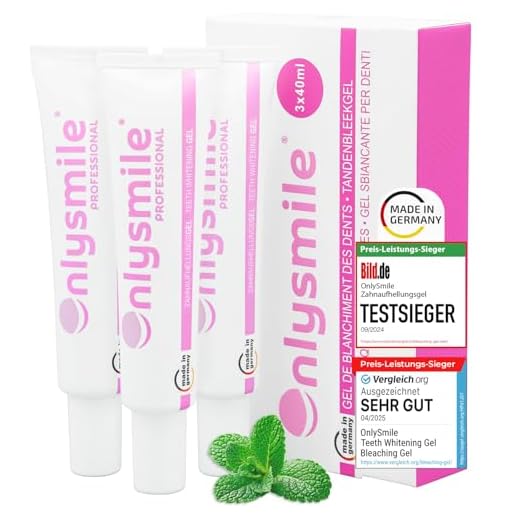 OnlySmile 3er-Pack Bleaching Gel für Weiße Zähne | Testsieger 2024-2025 | 9+ Nuancen in 5 Tagen | Vegan Teeth Whitening Gel für Zahnbleaching | Zähne Bleaching Zuhause | Zahnaufhellung (120ml)
