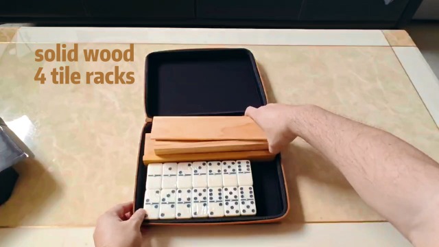 Unique Design Domino Set With 4 Wooden Trays - Double 6 Dominoes, 28 Tiles & Portable Case For Family Game Night