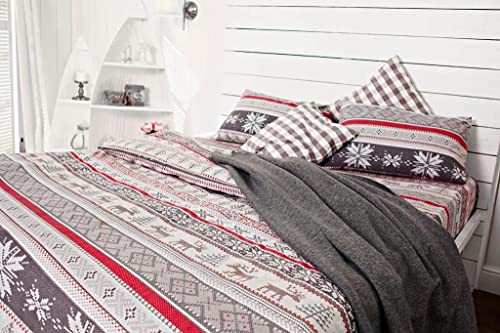 Parure complète de lit en flanelle 100% coton 150x200 cm Dessins de Norvège - 3