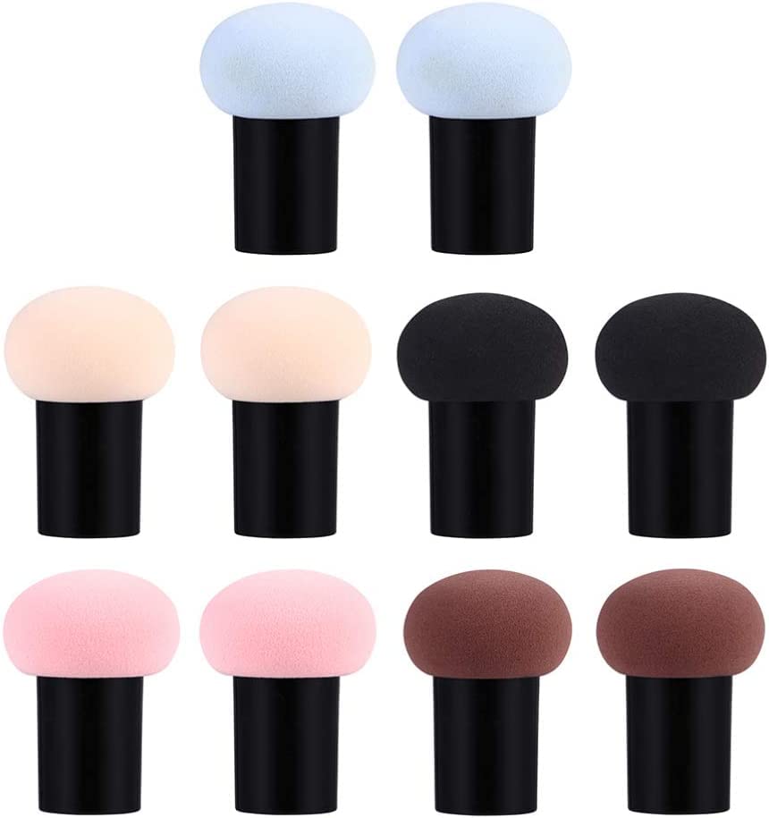 Spugna a cuscino per trucco, strumento di bellezza per fondotinta, fondotinta in polvere, spugnette cosmetiche, 10 spugnette per trucco a forma di fungo, applicatore per fondotinta bagnato e asciutto