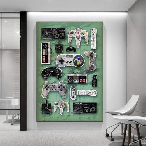 Peinture contrôleur de jeu toile deco murale grand format avec cadre interne