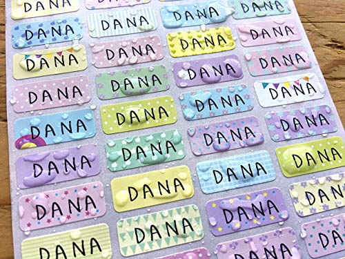 144 Pastel Pattern Small Name Stickers -Daycare Labels- Kids labels- Small Size- Customized Labels - Waterproof Labels
