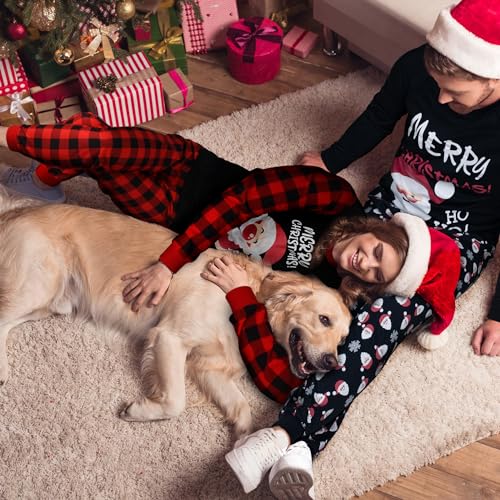 ELUTONG Christmas Pajamas for Women Men Couples Matching Long Sleeve Pj Set Satin Soft Sleepwear S-XXL3