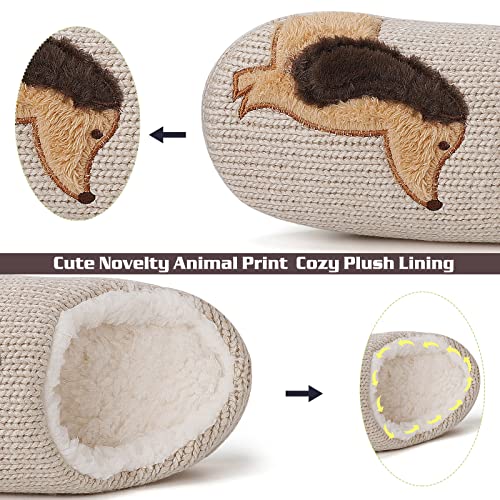 AONETIGER Hausschuhe Damen Winter Warme Flauschige Hausschuhe Plüsch Herren Pantoffeln Bequeme Kunstpelz Gefüttert Rutschfeste Slippers(40/41EU,Brauner Hund)