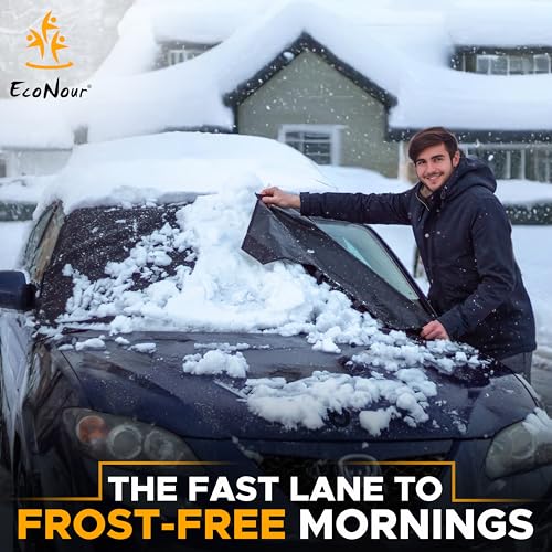 Image of EcoNour Windshield Snow Cover | Heavy-Duty 600D Oxford Fabric | Waterproof Winter Car Windshield Cover for Pickup Trucks, SUVs & Vans | Essential Car Winter Accessories | X-Large (74 inchx43 inch)