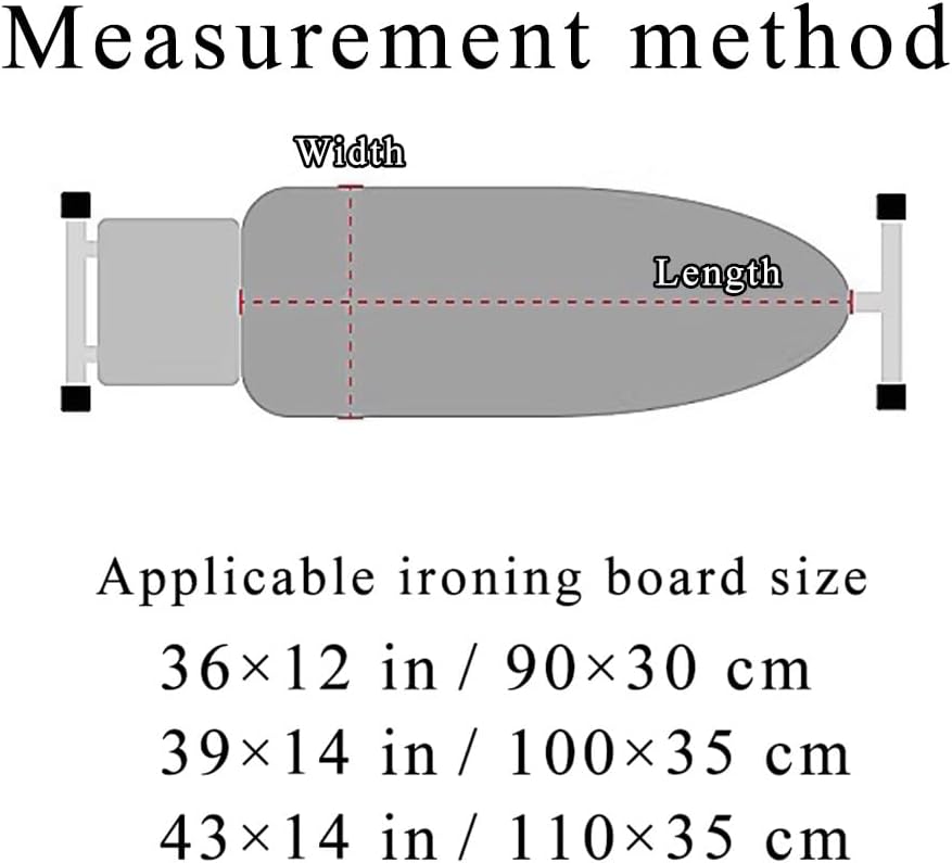 Ironing Board Cover and Pad 36x12 39x14 43x14in Replacement Ironing Board Cover Heatproof Iron Board Cover Floral Ironing Board Cover Adjustable(Blue,43x14in(110x35cm))
