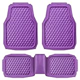 CAR PASS Heavy Duty Rubber Car Mats, Deep Dish All-Weather Floor Mat for Car Full Set Durable Anti-Slip 3D Rhombus Waterproof Trim to Fit Liner Universal Fit Automotive,Sedan,SUV,Truck, 3 Pcs Purple