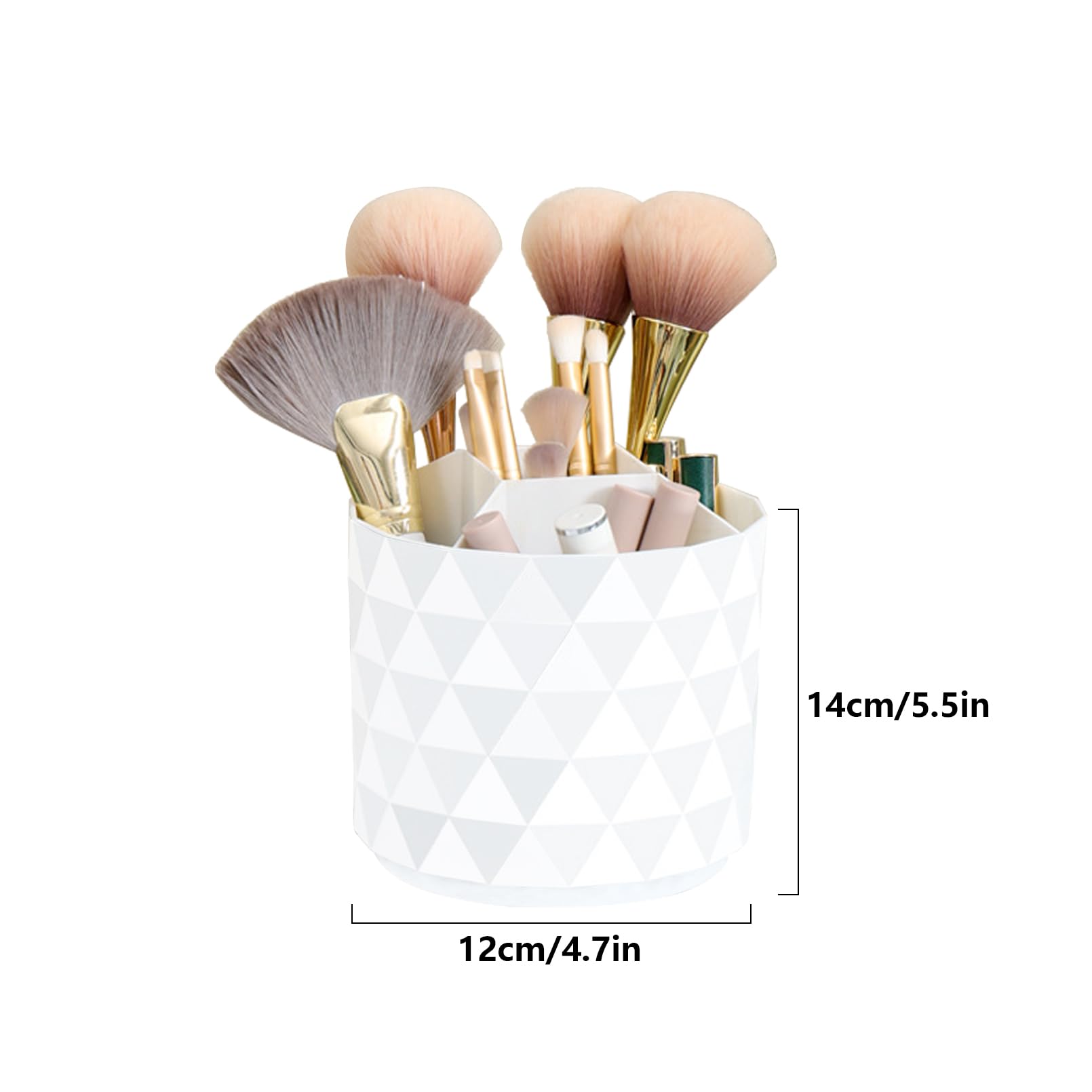 Lemical Make-up-Pinselhalter – 360° Drehbar, 5 Fächer, Mit Transparentem Deckel, Weißer Organizer Für Schminktisch