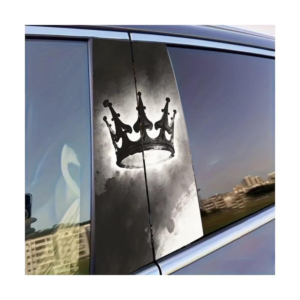 Decorative Items 2pcs Car Door Post Decals Crown Glossy Material Protective Film