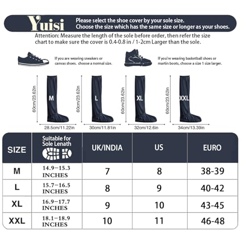 Image of Reusable Waterproof Shoe Covers for Rain, 23 Inch Foldable Tall Boot Design Rain Cover for Shoes (7 UK)