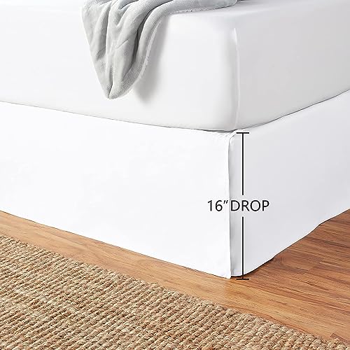 Amazon Basics Lightweight Pleated Wrinkle Resistant Fade Resistant Bed Skirt, Machine Washable, 16-Inch Drop, Queen, Bright White by Amazon Basics - Used condition - Image 4